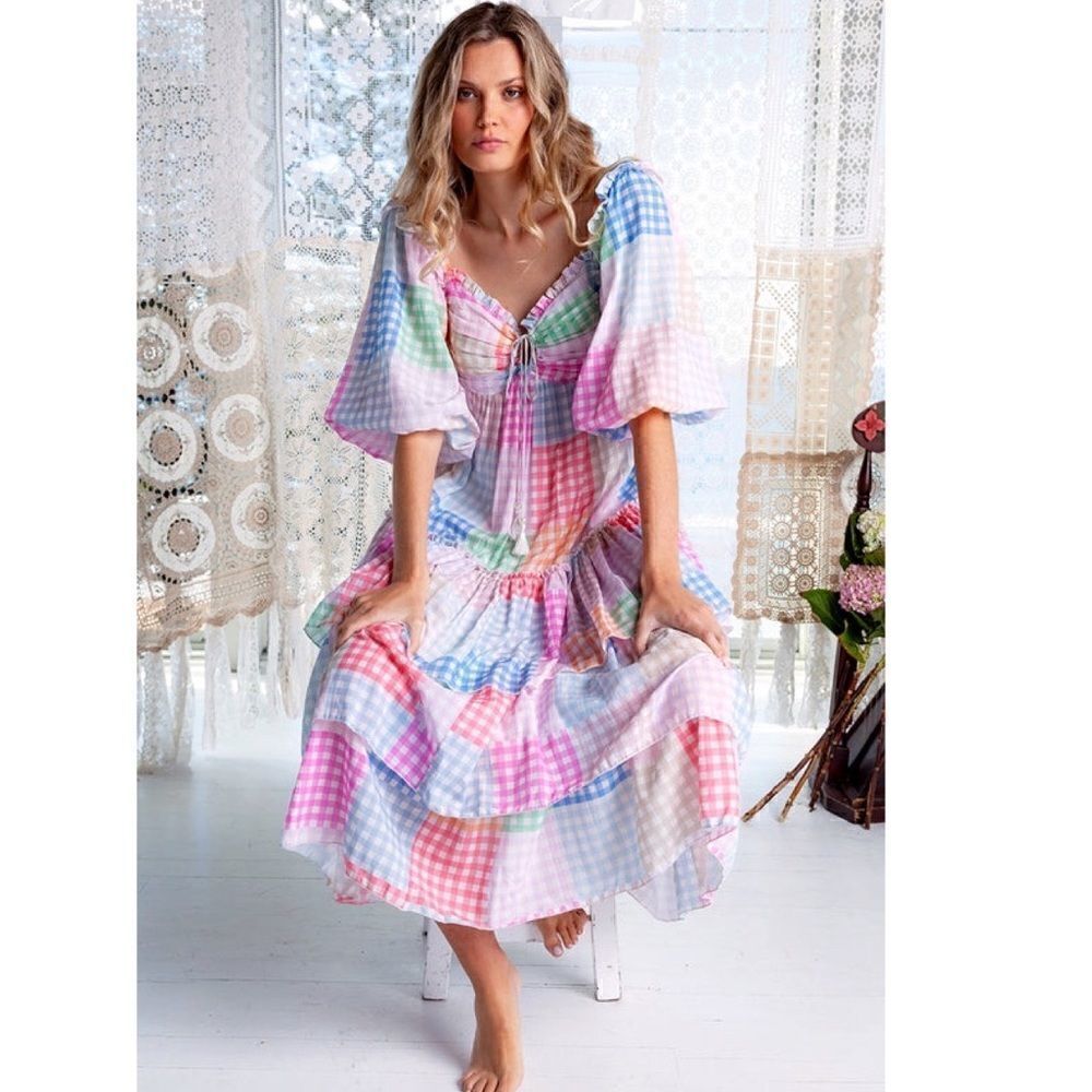New Fillyboo AILEEN SMOCK DRESS - GINGHAM PUNCH - Picture 3 of 8